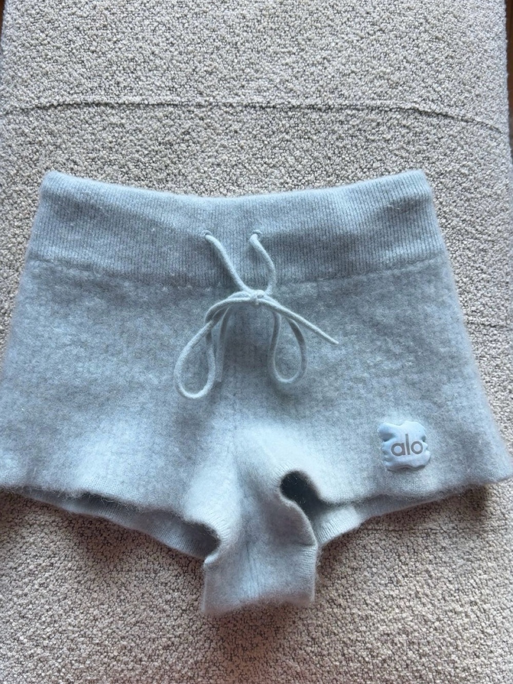 ALO Yoga Cashmere Light Blue Mini Shorts